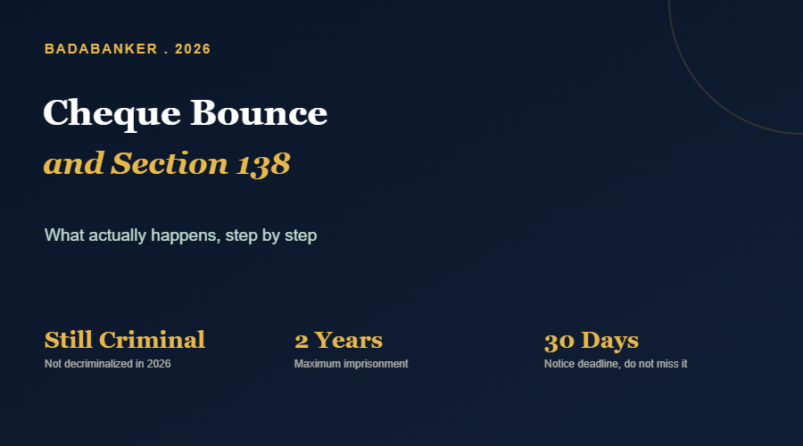 Cheque Bounce & Section 138 — What Actually Happens, Step by Step
