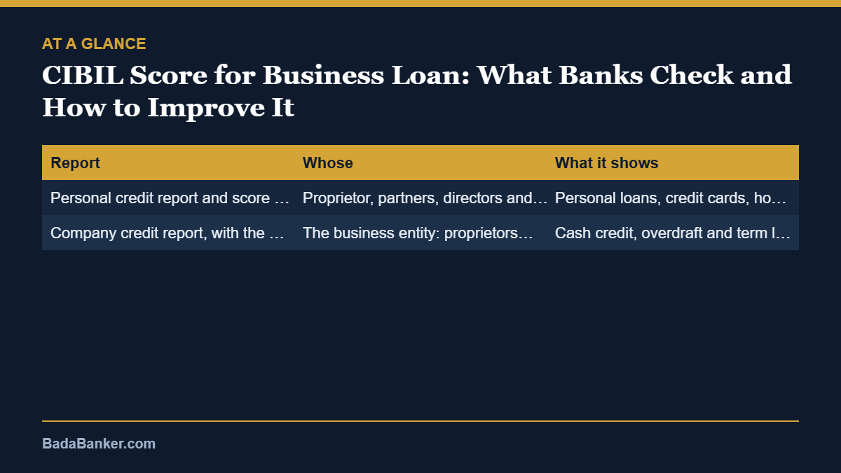 CIBIL score for business loan – at a glance