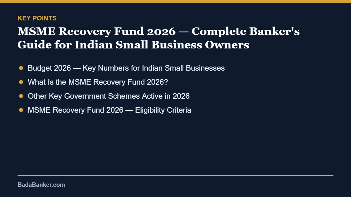 msme recovery fund – key points