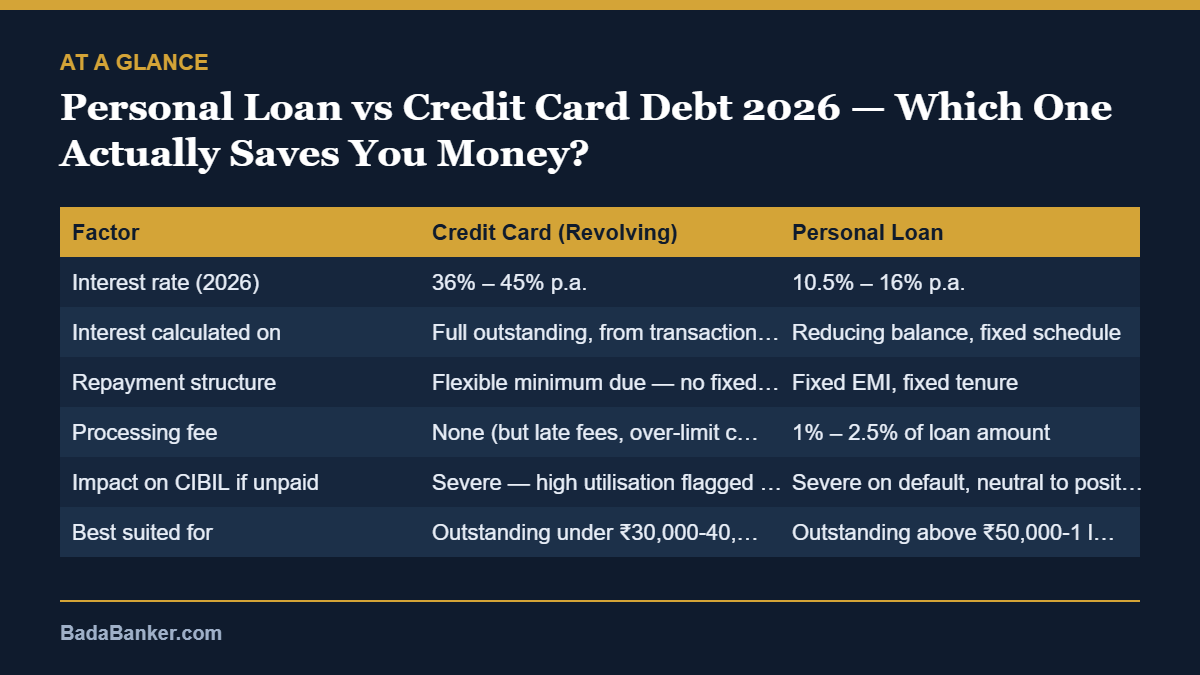 personal loan vs credit card debt – at a glance