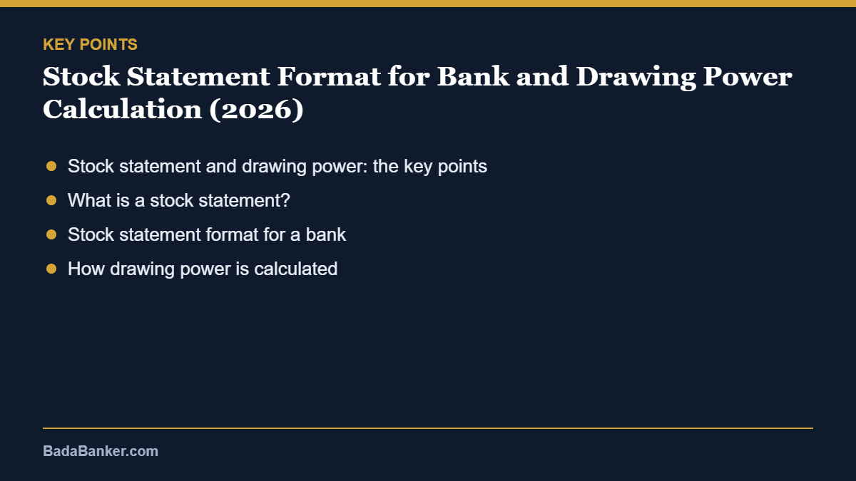 stock statement format – key points